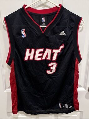 Adidas NBA Miami Heat Dwayne Wade #3 Basketball Jersey Boys Size Large
